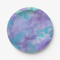 Violet Purple Teal Green Abstract Watercolor