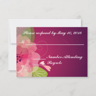Violet Purple Transparent Floral Wedding RSVP Card