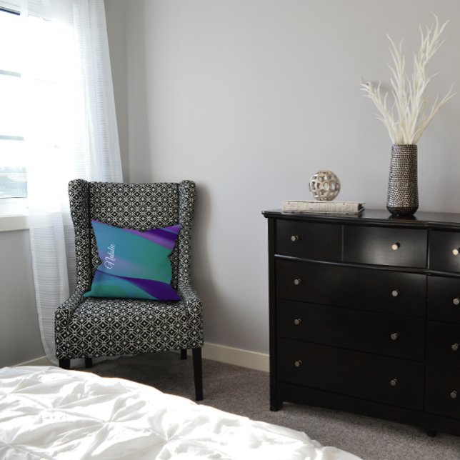 Violet purple turquoise name Throw Pillow (Creator Uploaded)