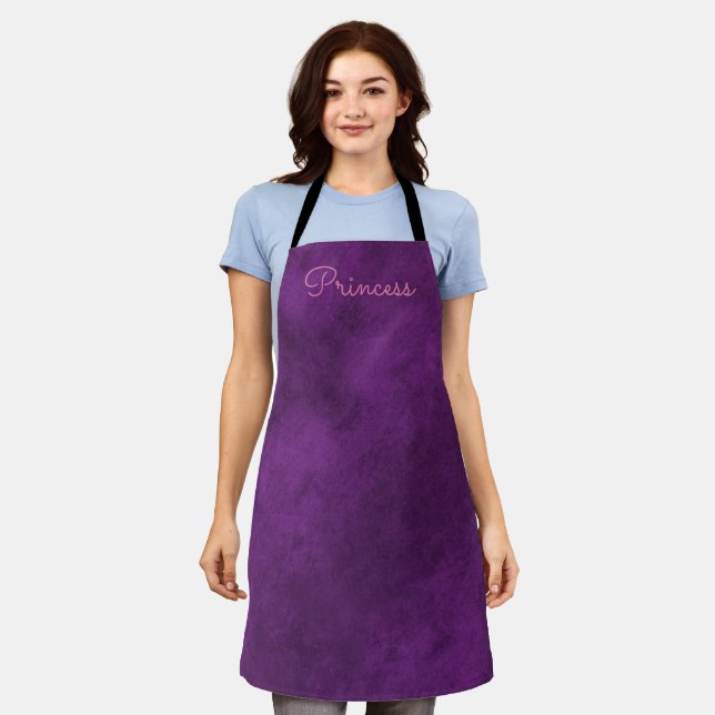 Violet Purple Velvet look Apron (Worn)