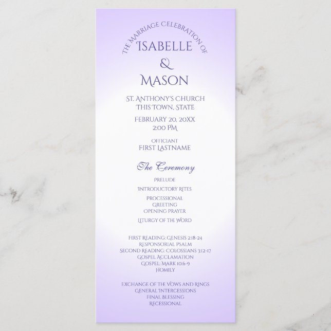 Violet Purple Wedding Program Programme (Front)