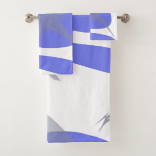 Violet Purple White and Grey Abstract Art Bath Towel Set