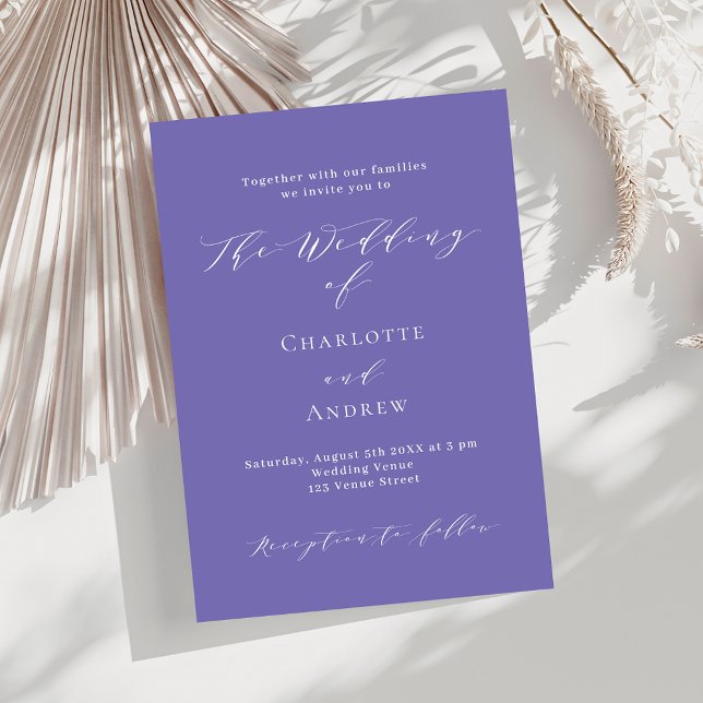 Violet purple white formal wedding invitation (Creator Uploaded)