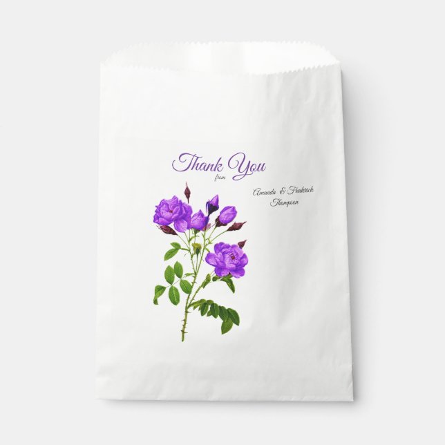 Violet Purplish-Roses on Magenta-Pink Silk  Favour Bags (Front)