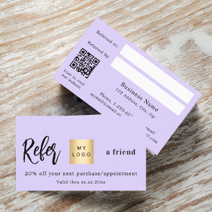 Violet qr code business logo referral card