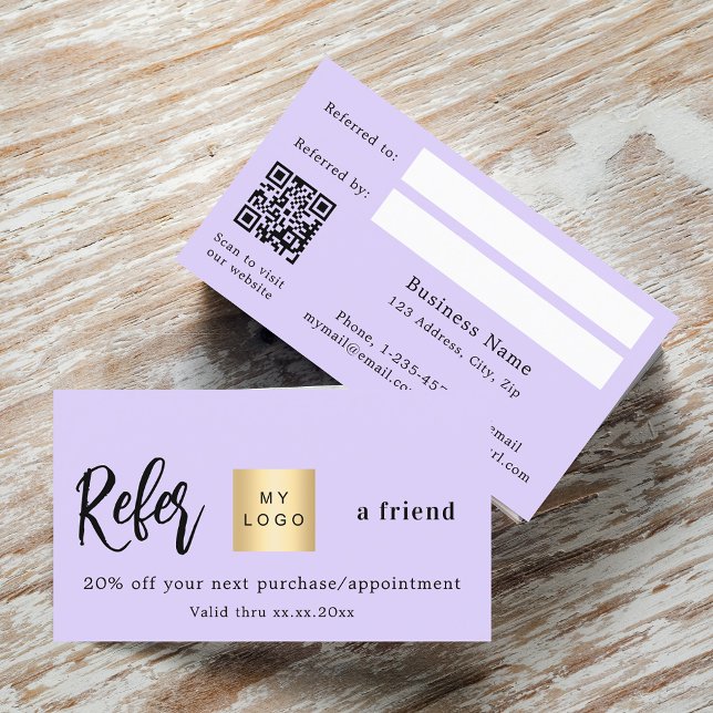 Violet qr code business logo referral card (Creator Uploaded)