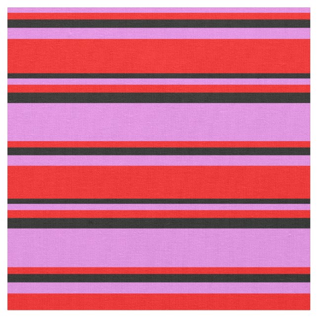 Violet, Red & Black Coloured Pattern Fabric (Close Up)