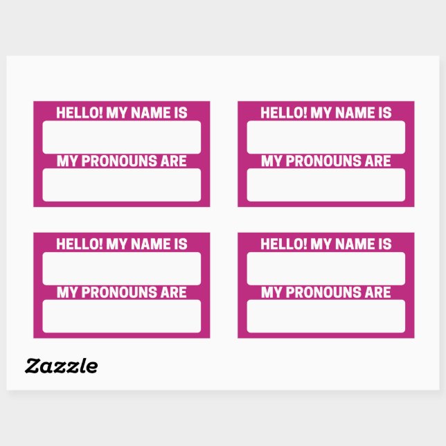 Violet Red Name & Pronoun Labels (Sheet)