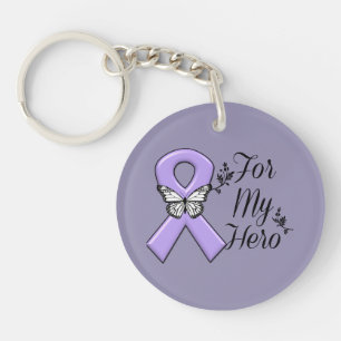 Violet Ribbon For My Hero Hodgkins Lymphoma Key Ring