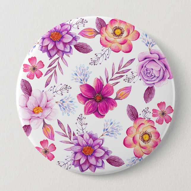 Violet rose 10 cm round badge (Front)