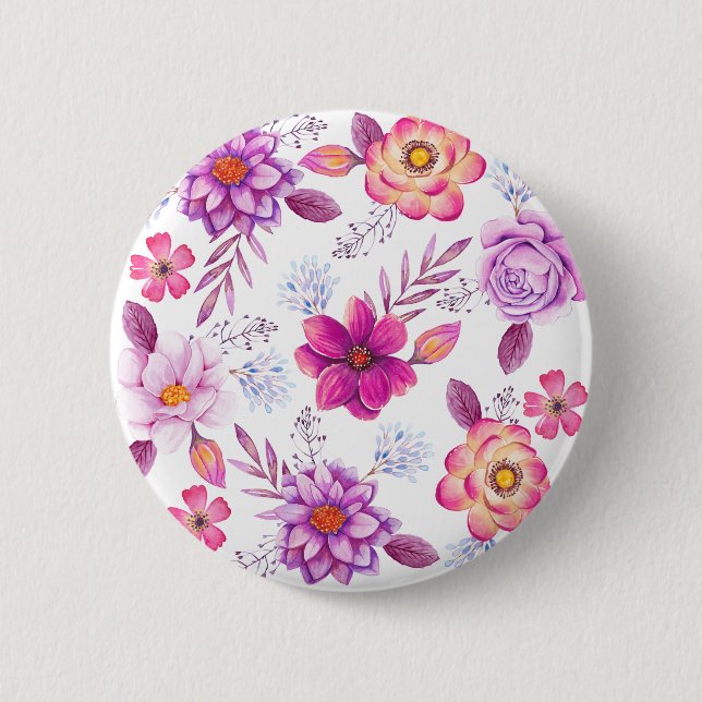 Violet rose 6 cm round badge (Front)