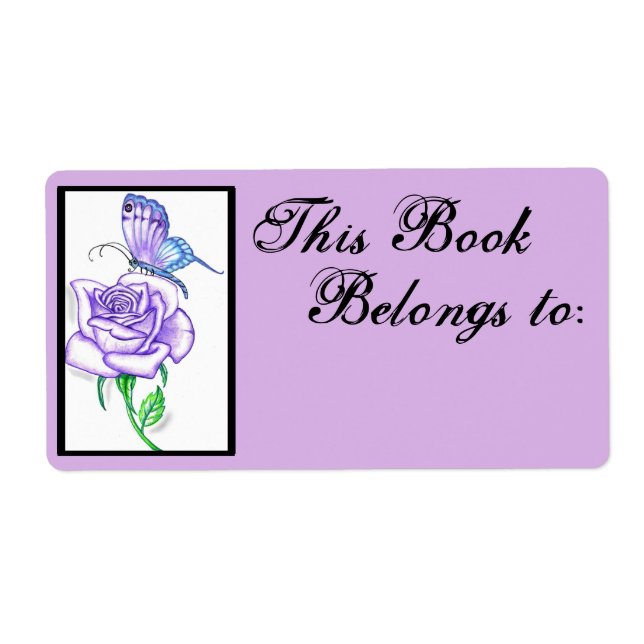 Violet Rose Book Ownership Label ~plum (Front)