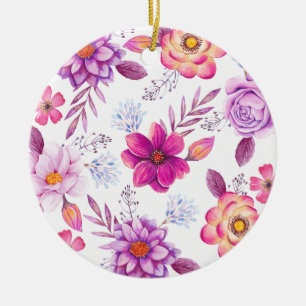 Violet rose ceramic tree decoration