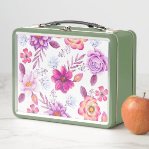 Violet rose metal lunch box