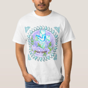 Violet Roses Christian cross    T-Shirt