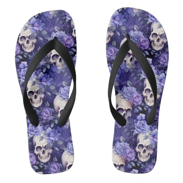 Violet Roses with Skulls Jandals (Footbed)