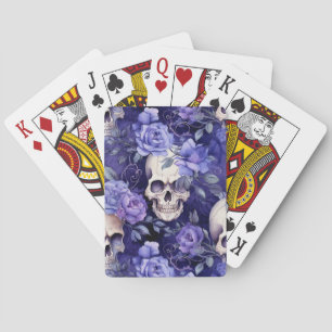 Violet Roses with Skulls Playing Cards