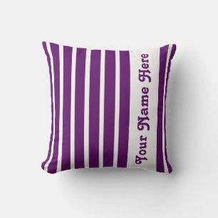 Violet Safari Stripe Pillow with name