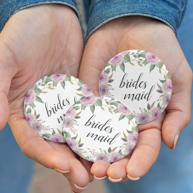 Violet & Sage Bridesmaid 6 Cm Round Badge (Creator Uploaded)