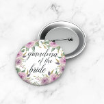 Violet & Sage Grandma of the Bride 6 Cm Round Badge<br><div class="desc">Identify the key players at your bridal shower with our elegant,  sweetly chic floral buttons. Button features pink and violet purple watercolor flowers and green leaves,   with "grandma of the bride" inscribed inside in calligraphy script.</div>