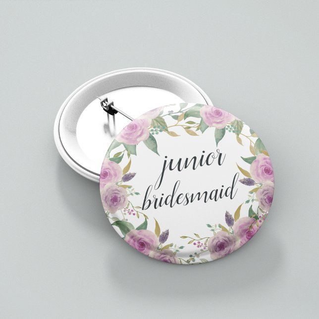Violet & Sage Junior Bridesmaid 6 Cm Round Badge (Creator Uploaded)