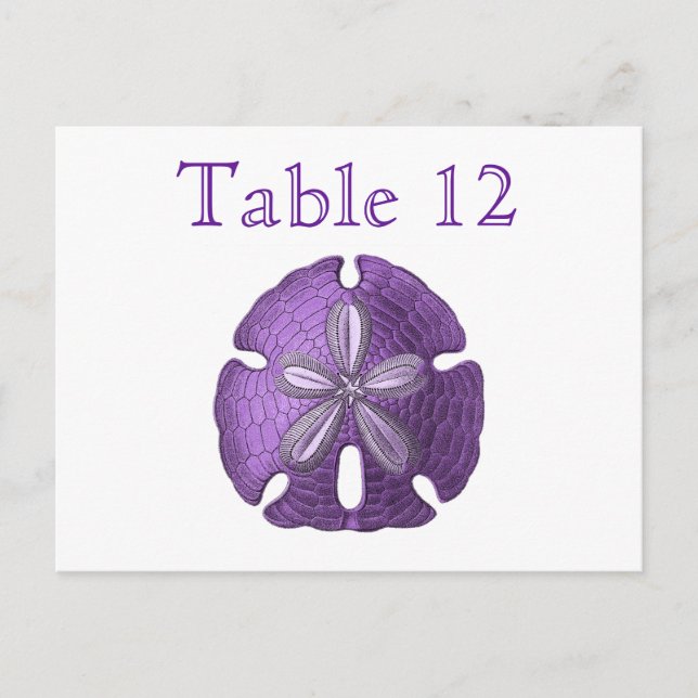 Violet Sand Dollar Reception Table Numbers Postcard (Front)