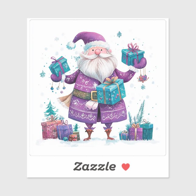 Violet Santa Spreading Joy With Gifts (Sheet)