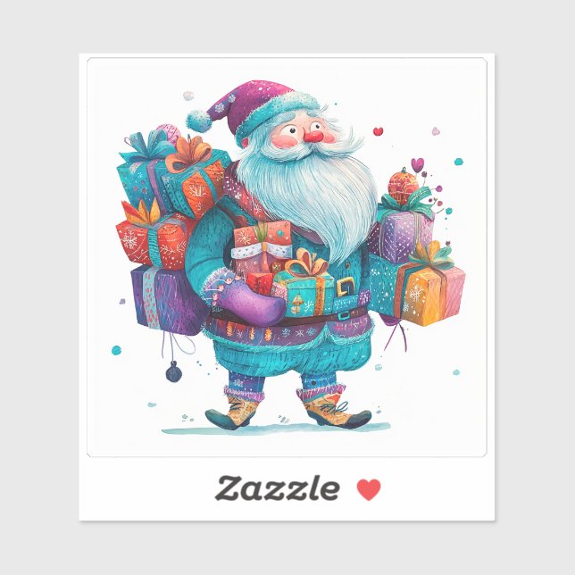 Violet Santa With Colourful Christmas Gifts (Sheet)