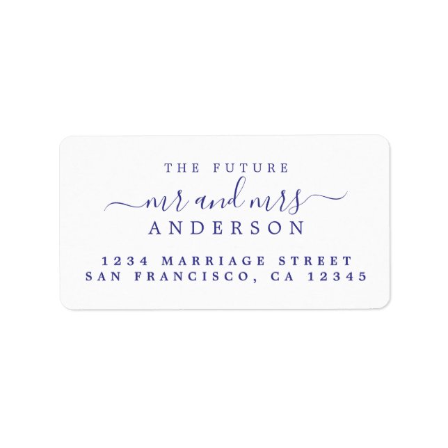Violet Script Future Mr Mrs Return Address Label (Front)