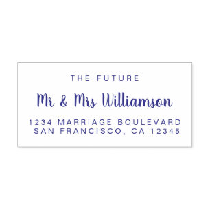 Violet Script Future Mr Mrs Wedding Return Address Self-inking Stamp
