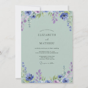 Violet Seafoam Vines Wedding Invitation
