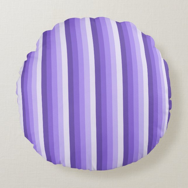 Violet shadow stripes round cushion (Front)