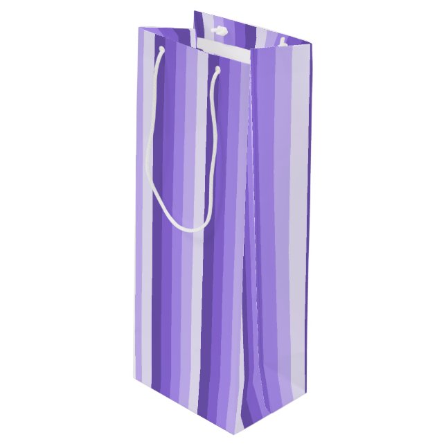 Violet shadow stripes wine gift bag (Front Angled)