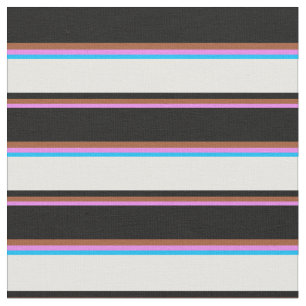 Violet, Sienna, Black, White & Deep Sky Blue Fabric