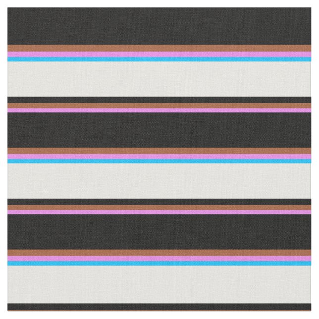 Violet, Sienna, Black, White & Deep Sky Blue Fabric (Close Up)