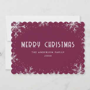 Violet Silver Snowflake Christmas Card