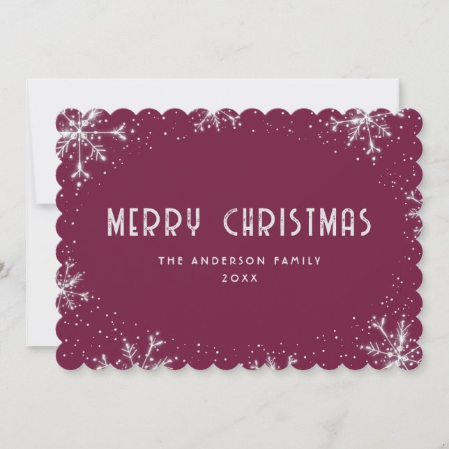 Violet Silver Snowflake Christmas Card (Front)