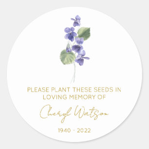 Violet   Simple Memorial Seed Packet Classic Round Sticker
