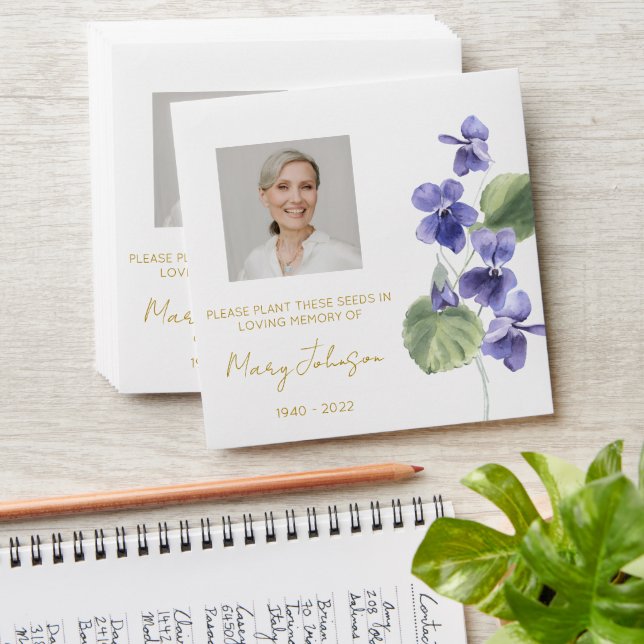 Violet | Simple Photo Funeral Seed Envelope (Stacked)
