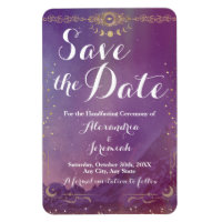 Violet Sky Gold Moon Flexible Photo Magnet