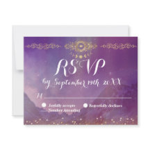 Violet Sky Gold Moon RSVP Response Card