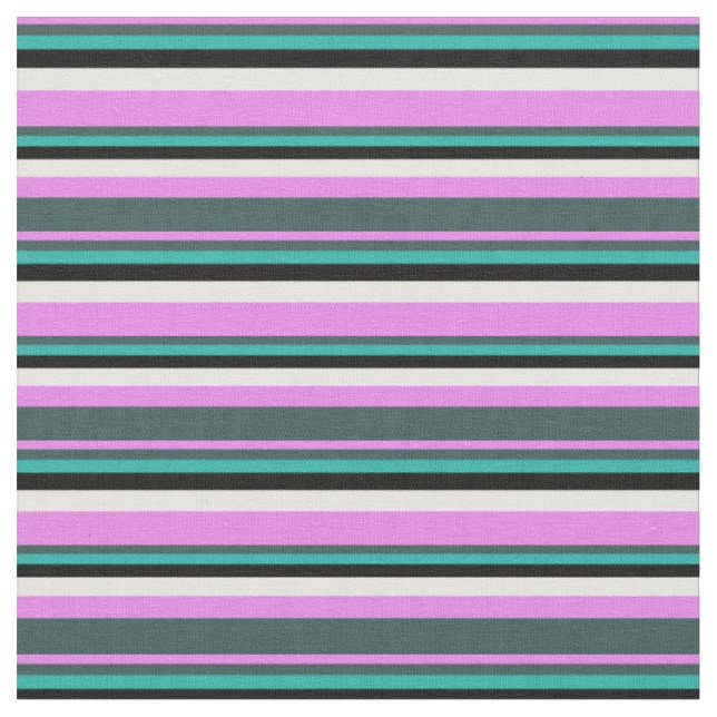 Violet, Slate Grey, Sea Green, Black & White Fabric (Close Up)