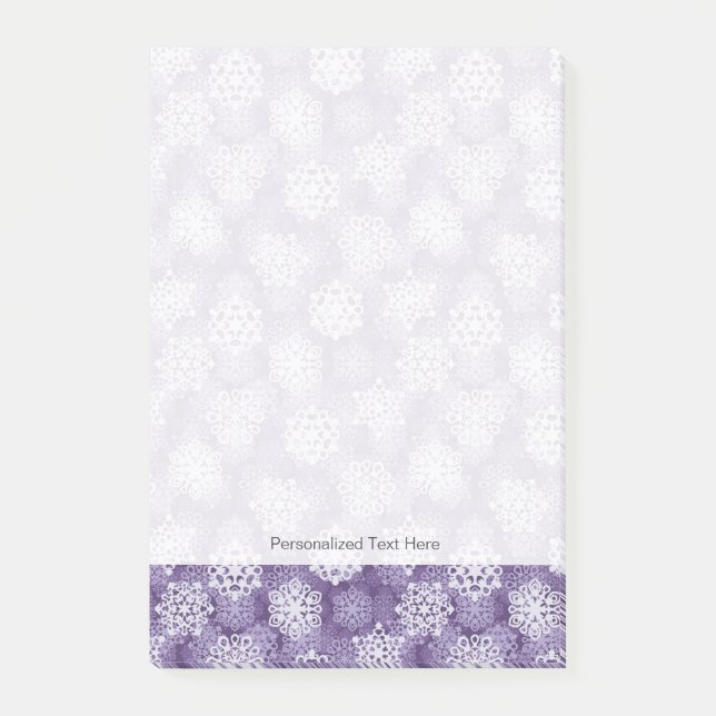 Violet Snowflakes Pattern Post-it Notes (Front)