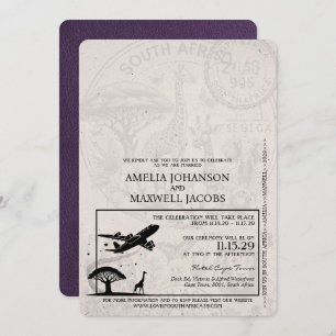 Violet South Africa Passport Wedding Invitation