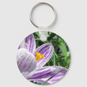 Violet Spring Crocus Key Ring
