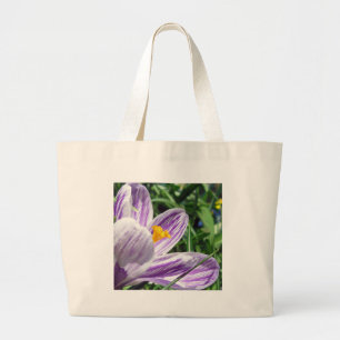 Violet spring crocus large tote bag