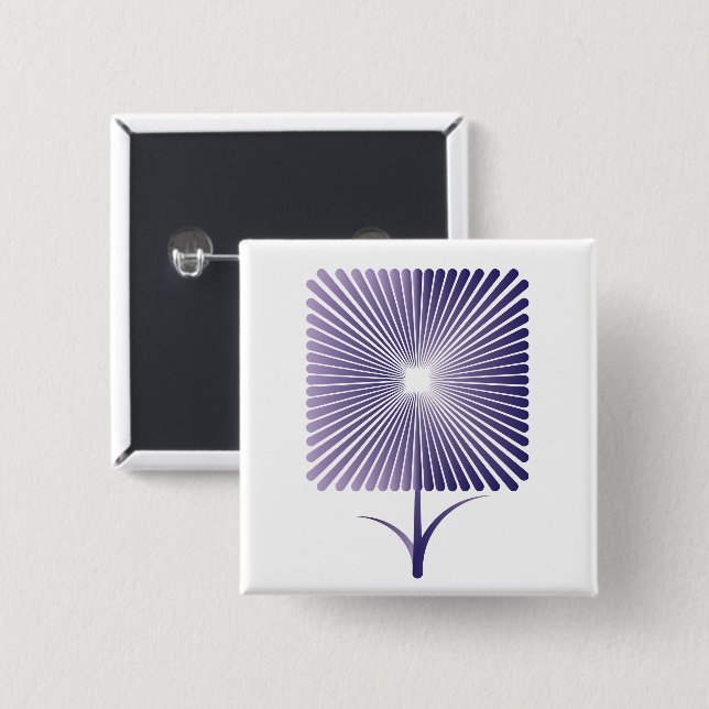 Violet square flower 15 cm square badge (Front & Back)