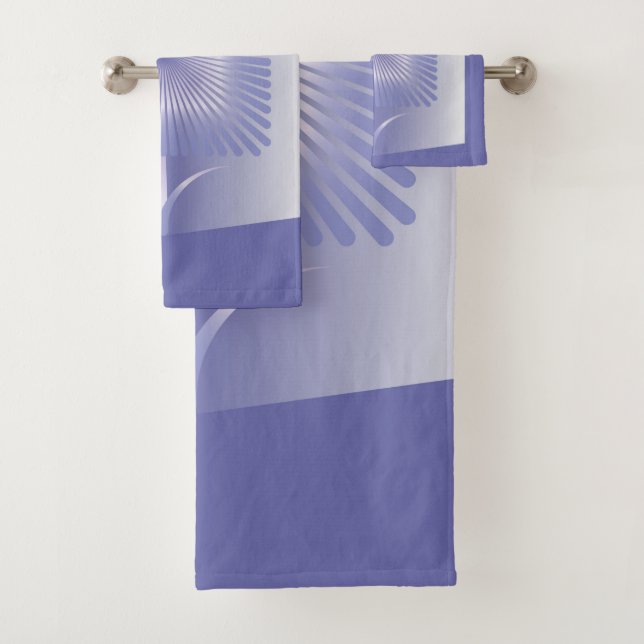 Violet square flower bath towel set (Insitu)