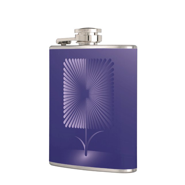 Violet square flower hip flask (Left)