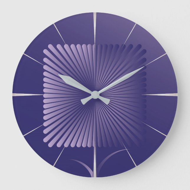 Violet square flower large clock (Front)